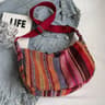 Tribal Style Canvas Crossbody Shoulder Bag With Striped Pattern And Zipper Closure 0