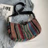 Tribal Style Canvas Crossbody Shoulder Bag With Striped Pattern And Zipper Closure 3