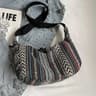 Tribal Style Canvas Crossbody Shoulder Bag With Striped Pattern And Zipper Closure 4