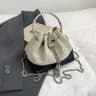 Vintage Suede Leather Bucket Bag With Chain Shoulder Strap For Women 2
