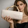 Womens Brown Crocodile Pattern Shoulder Bag With GoldTone Hardware 0