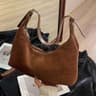 Women Velvet Crescent Hobo Shoulder Bag With Suede Strap 3