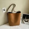 Womens Large Capacity PU Suede Bucket Tote Shoulder Bag 1