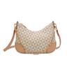 Womens Crescent Shoulder Bag With Printed Fabric And Chain Crossbody Strap 0