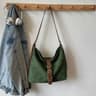 Large Khaki Suede Leather Bucket Shoulder Bag For Women 1