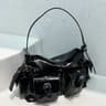 Womens Moto Biker Shoulder Bag With OilWaxed PU Leather And Multiple Pockets 1