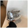 Womens Metallic Silver Mini Crossbody Bag With Chain Strap 0