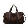 Womens Leopard Print Suede Boston Bag With Spacious Interior And Dual Carry Handles 3
