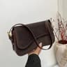 Velvet Buckle Shoulder Bag Soft Solid Color Crossbody Handbag 3