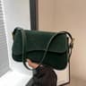 Velvet Buckle Shoulder Bag Soft Solid Color Crossbody Handbag 1