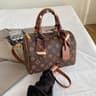 Vintage PU Leather Boston Shoulder Bag For Women With Patchwork Design 1