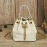 Womens Soft Cowhide Leather Bucket Bag With GoldTone Chain Strap 2