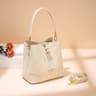Large Capacity Embossed Faux Leather Bucket Bag With Retro Print 0
