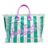 Large Canvas Denim Tote Bag With Tassel Accent For Beach And Travel 3