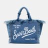 Large Capacity Canvas Denim Beach Tote Bag With Decorative Tassel 0