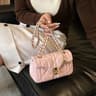Womens Oil Wax Leather Crossbody Bag With Diamond Grid Embroidery And Chain Strap 1
