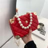 Pearl Chain Crossbody Bag With Embroidered Top Handle 1