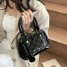 Womens Glossy Shell Shoulder Crossbody Bag With Adjustable Strap 0