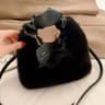 Faux Fur Plush HalfMoon Shoulder Bag With Ruched Handle For Women 1