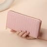 Womens Sheepskin Coin Wallet With Knitted Texture And Zipper Closure 0