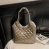 Womens Plaid Cotton Quilted Tote Bag With Large Capacity Shoulder Design 3