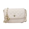 Womens Quilted Crossbody Bag With Gold Ball Chain Strap And Camellia Accent 3