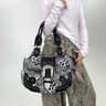 Leopard Print Patchwork Tote Bag With Multiple Pockets And Rivet Details 0