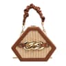 Women DiamondShaped Hard Shell Handbag With Woven Texture And GoldTone Hardware 1