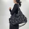 Womens Small PU Dumpling Handbag With Top Handle And Multiple Pockets 0