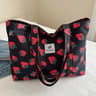 Cherry Strawberry Print Nylon Tote Bag For Women Casual Shoulder Shopping Bag 3