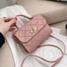 Women Mini Square Handbag With Diamond Grid Lock Detail And Crossbody Style 1