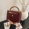 Quilted Floral Crossbody Bag With Gold Chain Strap And Metal Flower Accents 4