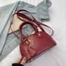 Mini Shell Crossbody Handbag With Embossed Lettering And Patent Leather Finish 0