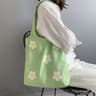 Large Canvas Shoulder Tote Bag For Women Cotton Fabric Shopper Handbag 1