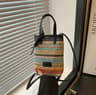 Womens Straw Crossbody Bag With ThreeColor Block Woven Design 0