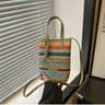 Womens Straw Crossbody Bag With ThreeColor Block Woven Design 2