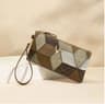 Women Retro Color Block Small Square Zipper Clutch Purse 2