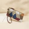 Women Retro Color Block Small Square Zipper Clutch Purse 1
