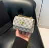 Womens Vintage Floral Mini Crossbody Bag With Chain Strap And TurnLock Closure 0