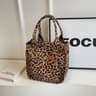 Leopard Print Canvas Tote Bag For Women With Multiple Pockets 0