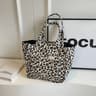 Leopard Print Canvas Tote Bag For Women With Multiple Pockets 1