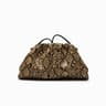 Women Zebra Print Pleated Dumpling Clutch Bag With Shoulder Strap 0