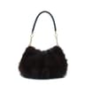 Faux Fur Shoulder Bag With Ruched Design And Braided Handle For Women 4