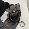 Mini HeartShaped Crossbody Bag In Red Faux Leather With Silver Chain Strap 2