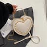 Mini HeartShaped Crossbody Bag In Red Faux Leather With Silver Chain Strap 3