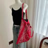 Printed Canvas Tote Bag With Cashew Flower Pattern Large Lightweight Shoulder Bag 0