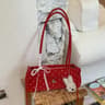 Polka Dot Shoulder Bag With Bow Design And Zipper Closure 0