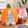 Transformable Bunny Plush Toy  Cute Strawberry  Carrot Rabbit Stuffed Doll For Kids 8