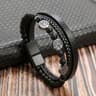 Mens Tiger Eye Beaded Leather Bracelet  MultiLayer Classic Handmade Fashion Jewelry Gift 17