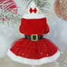 Santa Claus Dog Dress  Festive Red Mesh  Gold Velvet Christmas Costume For Pets Party  Holiday Dres 6